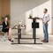 63 Inch Rustic Brown Electric Adjustable Sit Standing Desk with Hooks and Black Frame